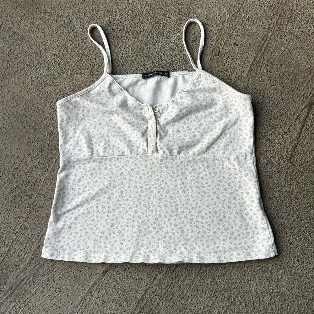 Brandy Melville Tiffany Tank Top Floral Print Button Front Camisole